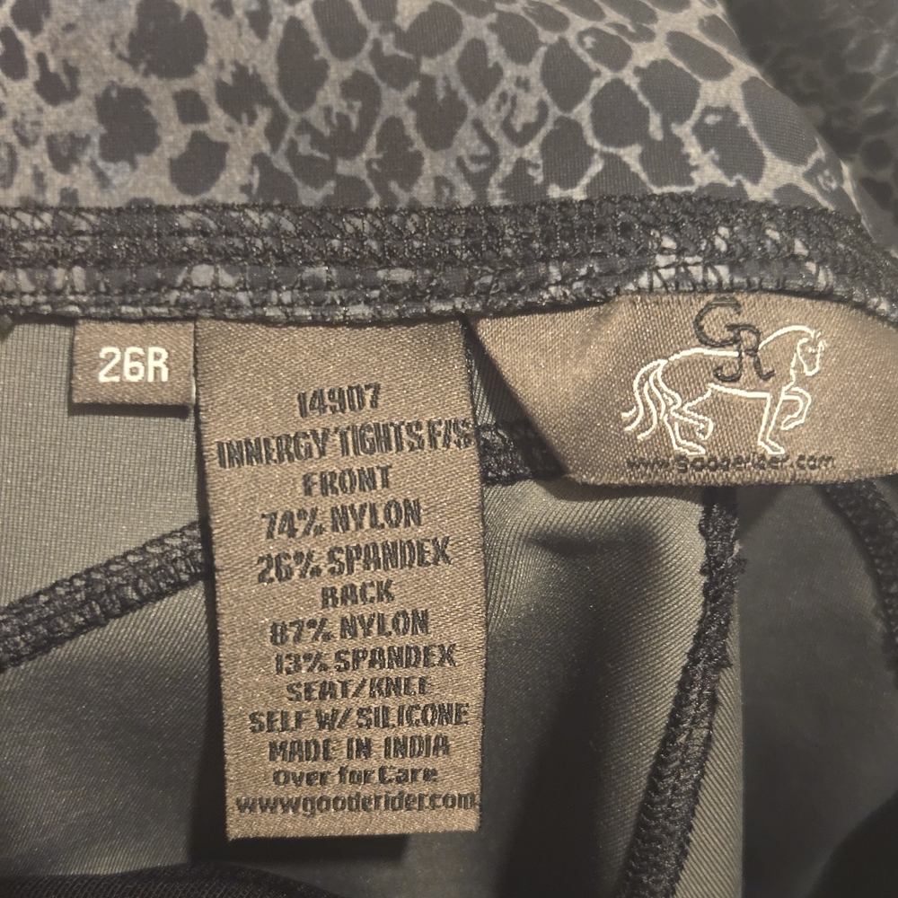 Goode Rider Equestrian Black and Gray Animal Print Leggings - Picture 3 of 5